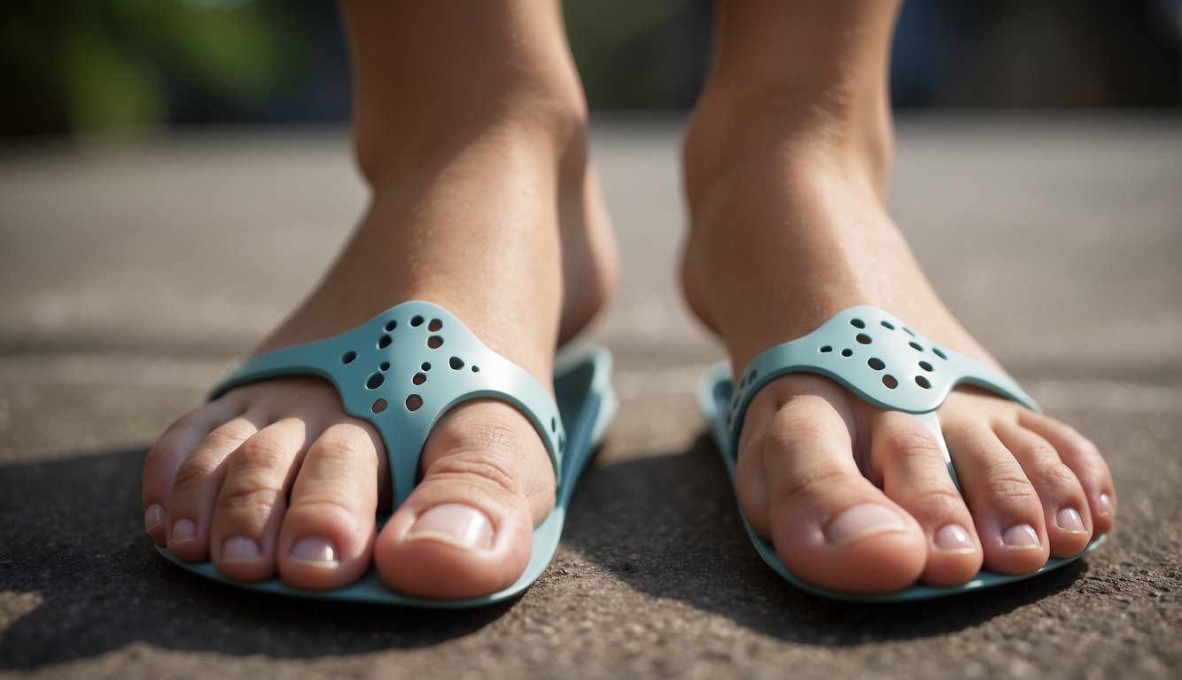Toe spacers rest between toes, promoting proper alignment and reducing foot fatigue. They create space and improve circulation, relieving discomfort