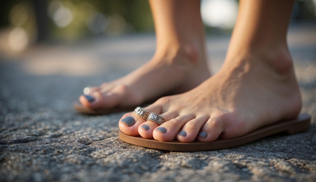 Toes with spacers, showing relief from cramping