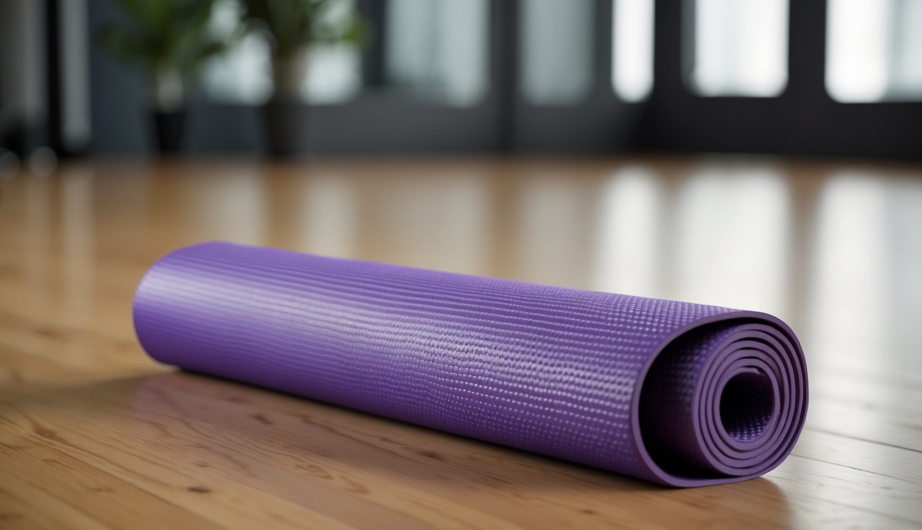 Yoga mat with toe separators, positioned for exercise