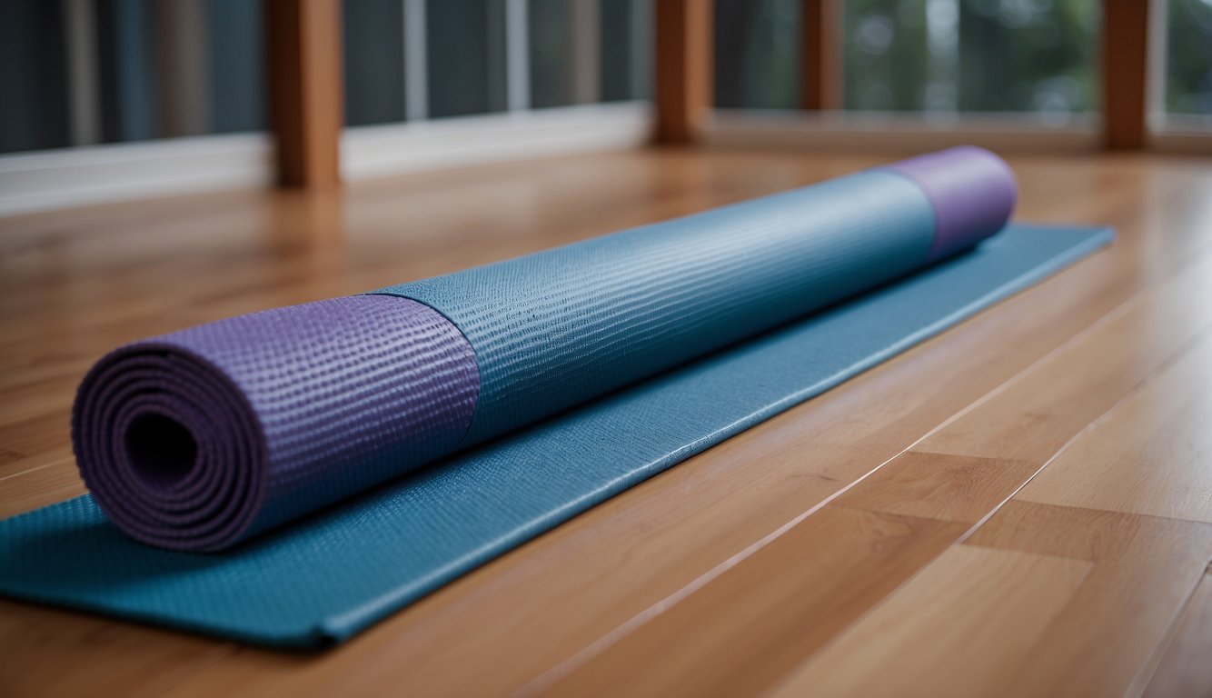 Yoga mat with toe spacers placed between toes during various yoga poses