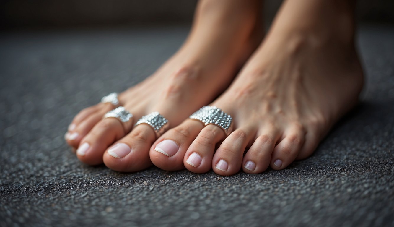Toes with spacers, lifting and spreading. Strengthening exercises for toes